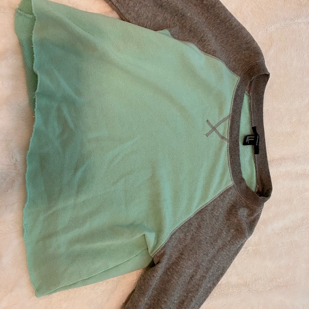Cropped blue and grey long sleeve